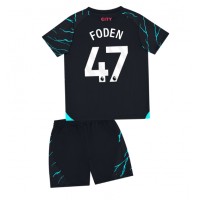 Billiga Manchester City Phil Foden #47 Barnkläder Tredje fotbollskläder till baby 2023-24 Kortärmad (+ Korta byxor)